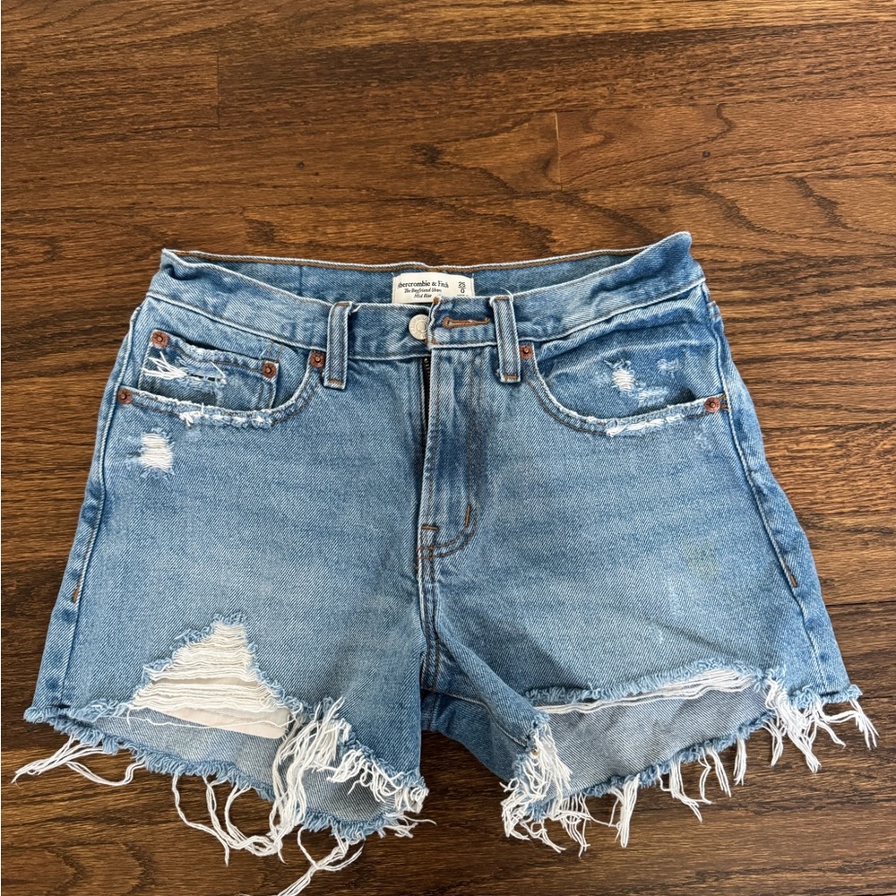 Abercrombie & Fitch Light Blue Distressed Jean Shorts